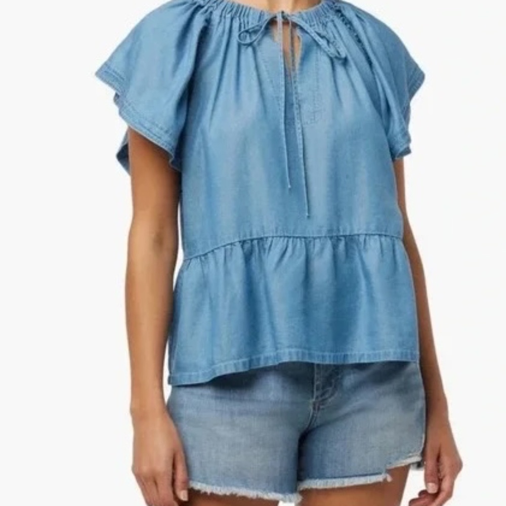 Joe’s jeans, flutter sleeve chambray blouse size small new